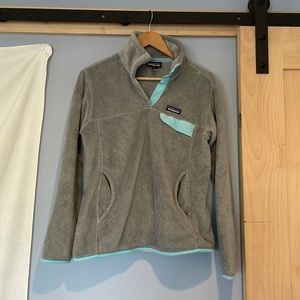 Patagonia retool T-snap fleece pullover grey/blue women’s M